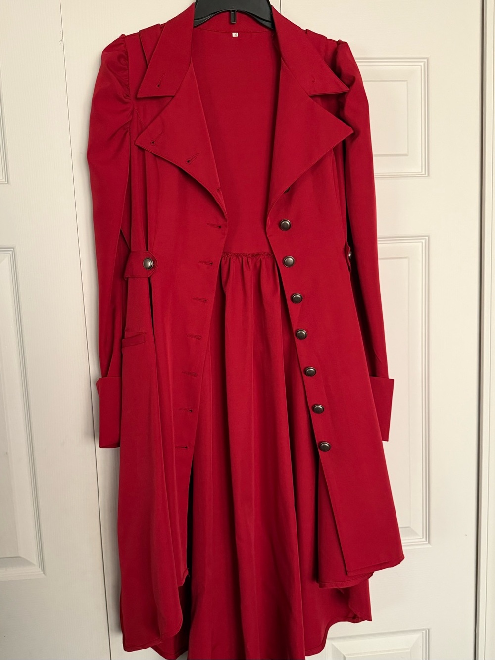 Red Long Sleeve Dress Coat w/ Pockets